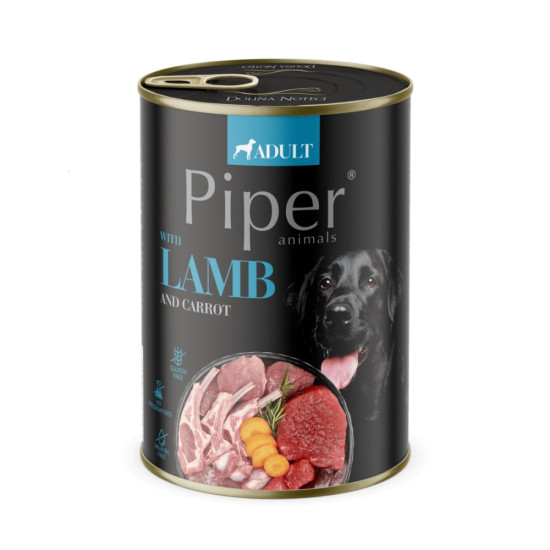 Piper Dog – Hrană Umedă pentru Câini Adulți cu Miel și Morcov – 400 g